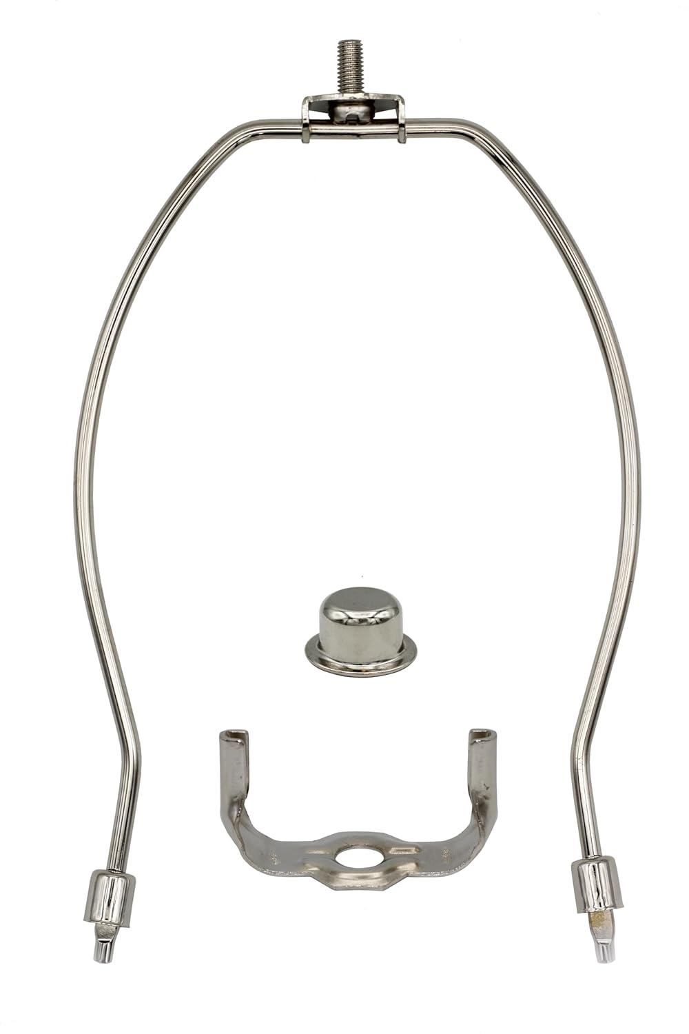 Polished Nickel 8-Inch Lamp Harp Kit with Finial and Base