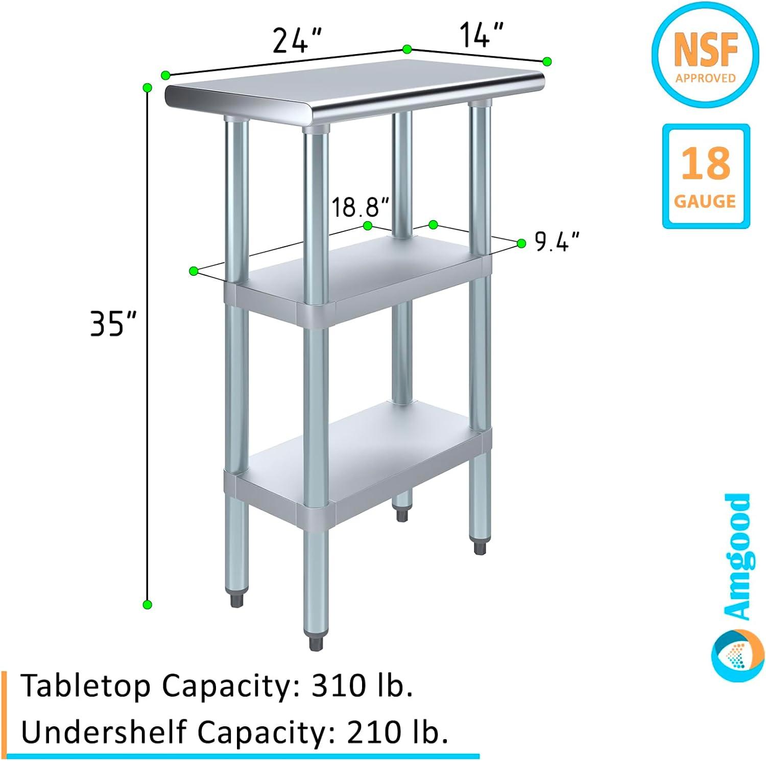 Stainless Steel Work Table with 2 Shelves