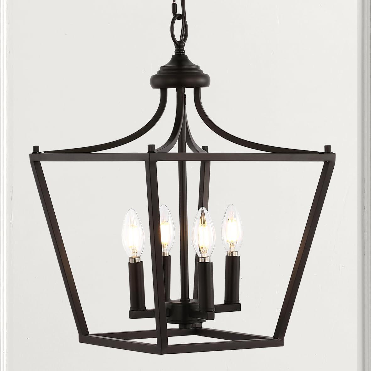 Camden 13" 4-Light Iron Classic Midcentury Pendant Lantern, Oil Rubbed Bronze