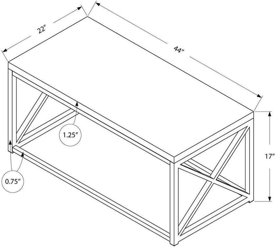 Monarch Dark Taupe Wood-Look Finish Chrome Metal Contemporary Style Coffee Table