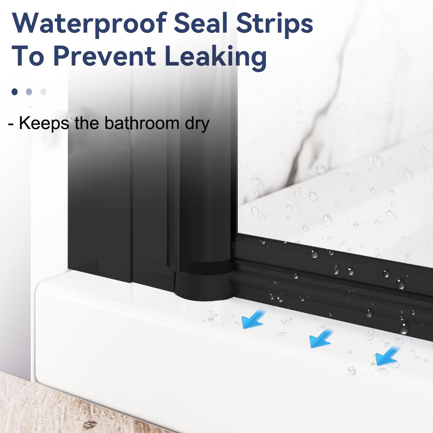 ELEGANT Semi-Frameless Shower Door 34 in.W x 72 in.H, Pivot Swing Shower Door with 1/4 in. Clear Tempered Glass, Single Glass Panel, Black Finish