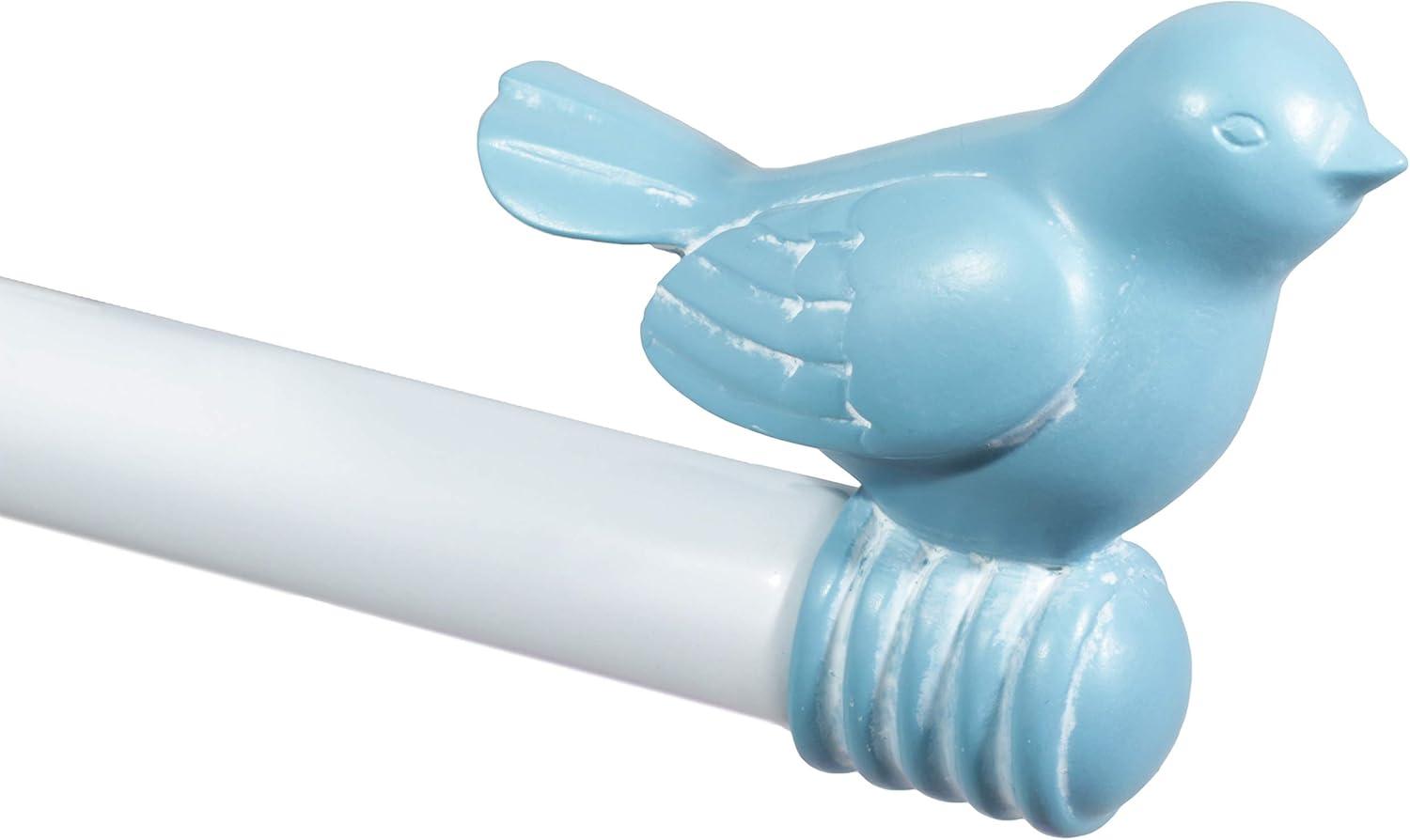 Urbanest 3/4" Bird Adjustable Curtain Rod, 28" to 48", Blue With White Rod