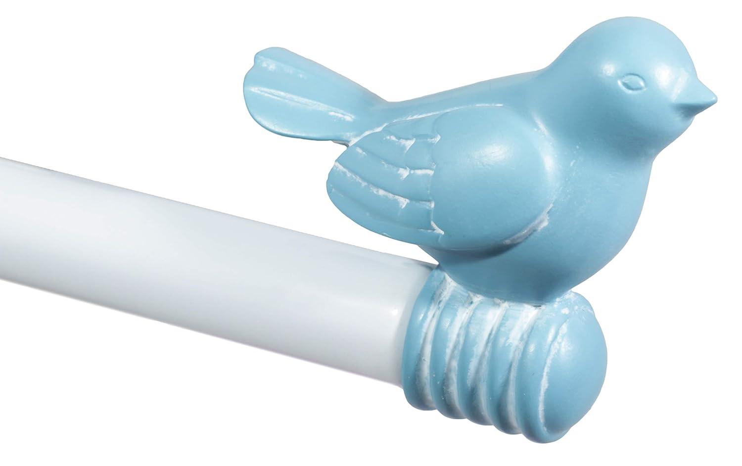 Urbanest 3/4" Bird Adjustable Curtain Rod, 28" to 48", Blue With White Rod