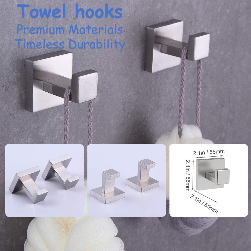 Bathroom Hardware Set 10PCS Brushed Nickel Bathroom Accessories Set SUS304 Towel Bar Set 24 Inch Bathroom Towel Holder Set RUSTPROOF Wall Mount Towel Rack Set (10, Brushed Nickel)