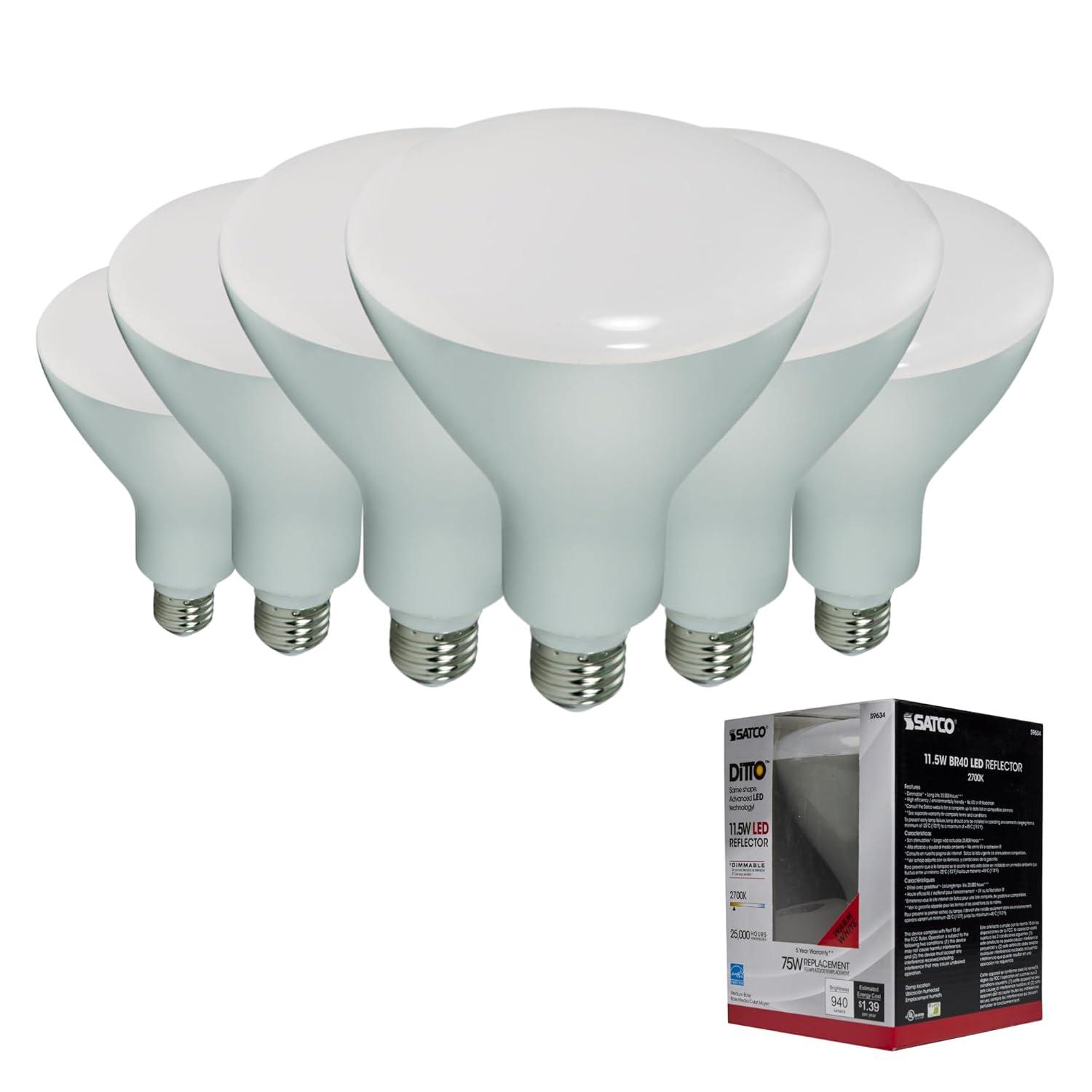 Satco 75 Watt Equivalent BR40 E26/Medium (Standard) Dimmable LED Bulb (Set of 6) S9634