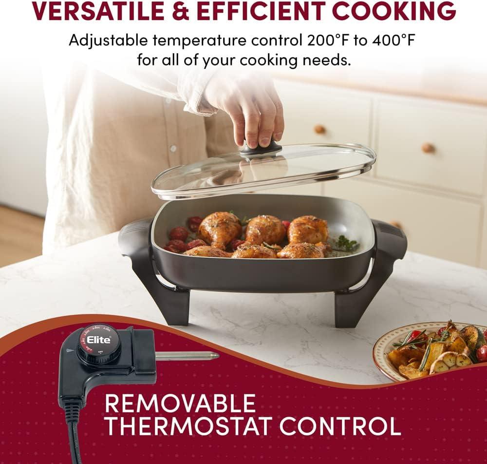 Elite Gourmet Healthy Ceramic Coated Electric Skillet