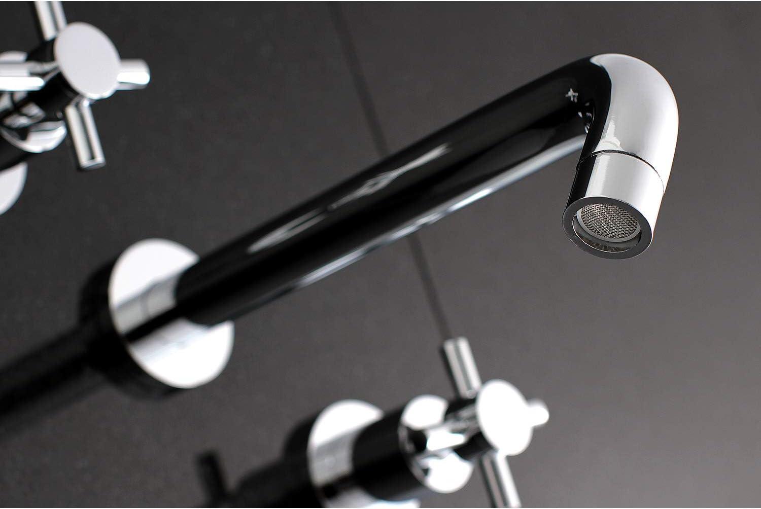 Polished Chrome Wall Mount Roman Tub Faucet with Cross Handles