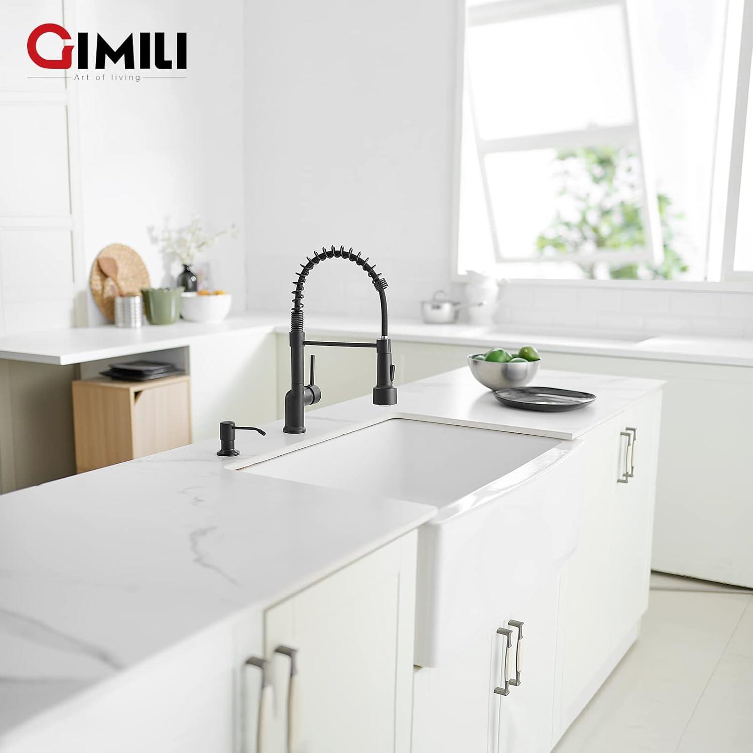 Matte Black LED Kitchen Faucet with Pull Down Sprayer and Soap Dispenser