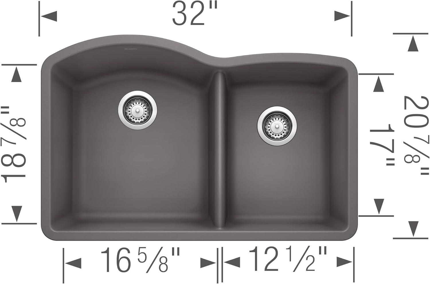 Diamond SILGRANIT 32.07" L x 20.92" W Double Bowl Undermount Kitchen Sink