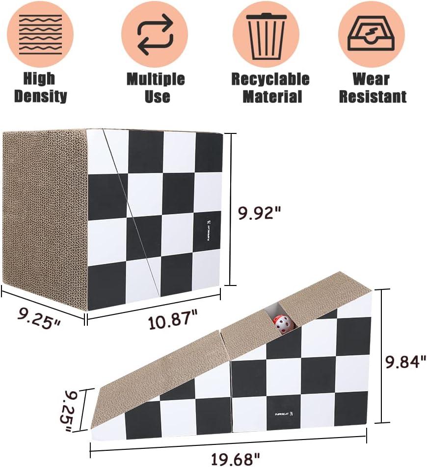 FluffyDream Triangle Cat Scratching Board 2-in-1 Scratching Lounge Bed