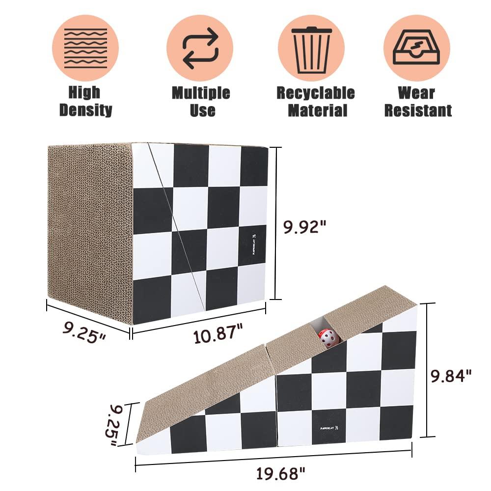 FluffyDream Triangle Cat Scratching Board 2-in-1 Scratching Lounge Bed