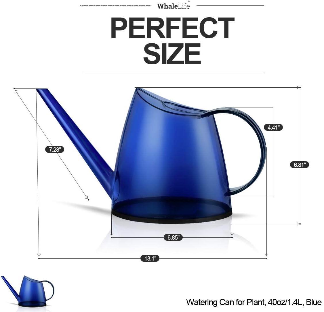 WhaleLife Indoor Watering Can for House Bonsai Plants Garden Flower Long Spout 40oz 1.4L PS Resin Pot (Blue)