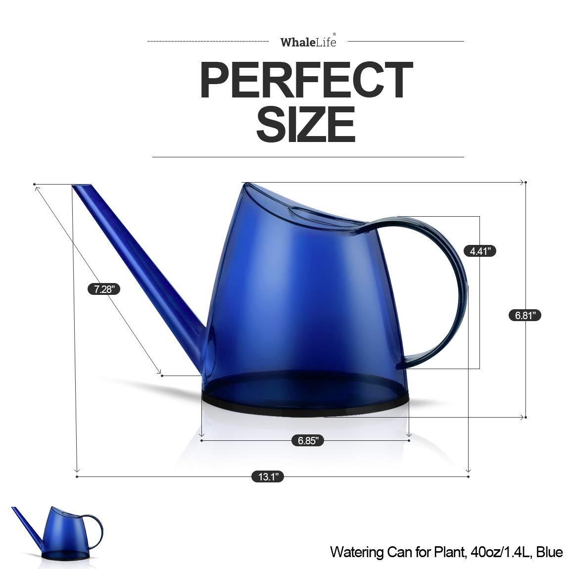 WhaleLife Indoor Watering Can for House Bonsai Plants Garden Flower Long Spout 40oz 1.4L PS Resin Pot (Blue)