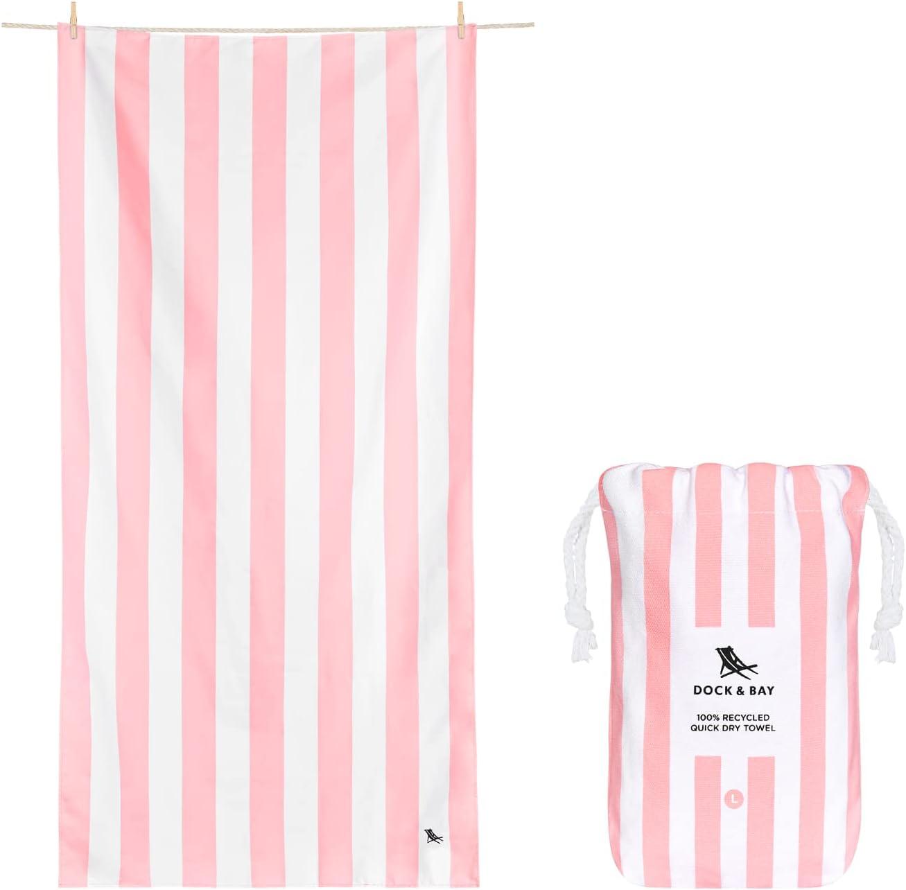 Dock & Bay Beach Towel - Quick Dry, Sand Free - Compact, Lightweight - 100% Recycled - Includes Bag