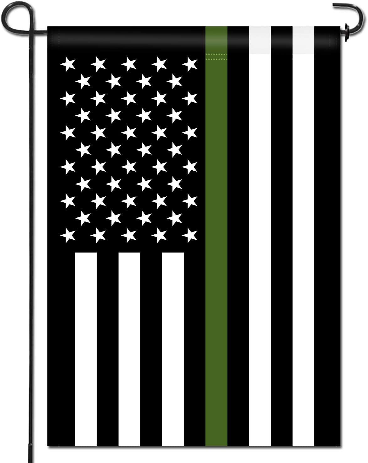 Double Sided Thin Green Line USA Garden Flag