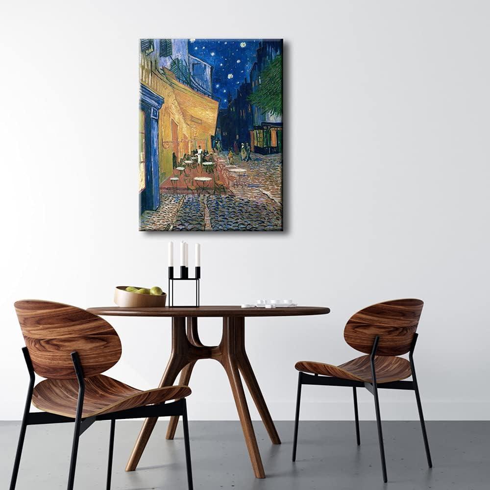 Wieco Art Cafe Terrace at Night Canvas Prints Wall Art by Van Gogh Classic Oil Paintings Reproduction Large Gallery Wrapped Cityscape Picture Giclee Artwork for Dining Room Home Office Decorations