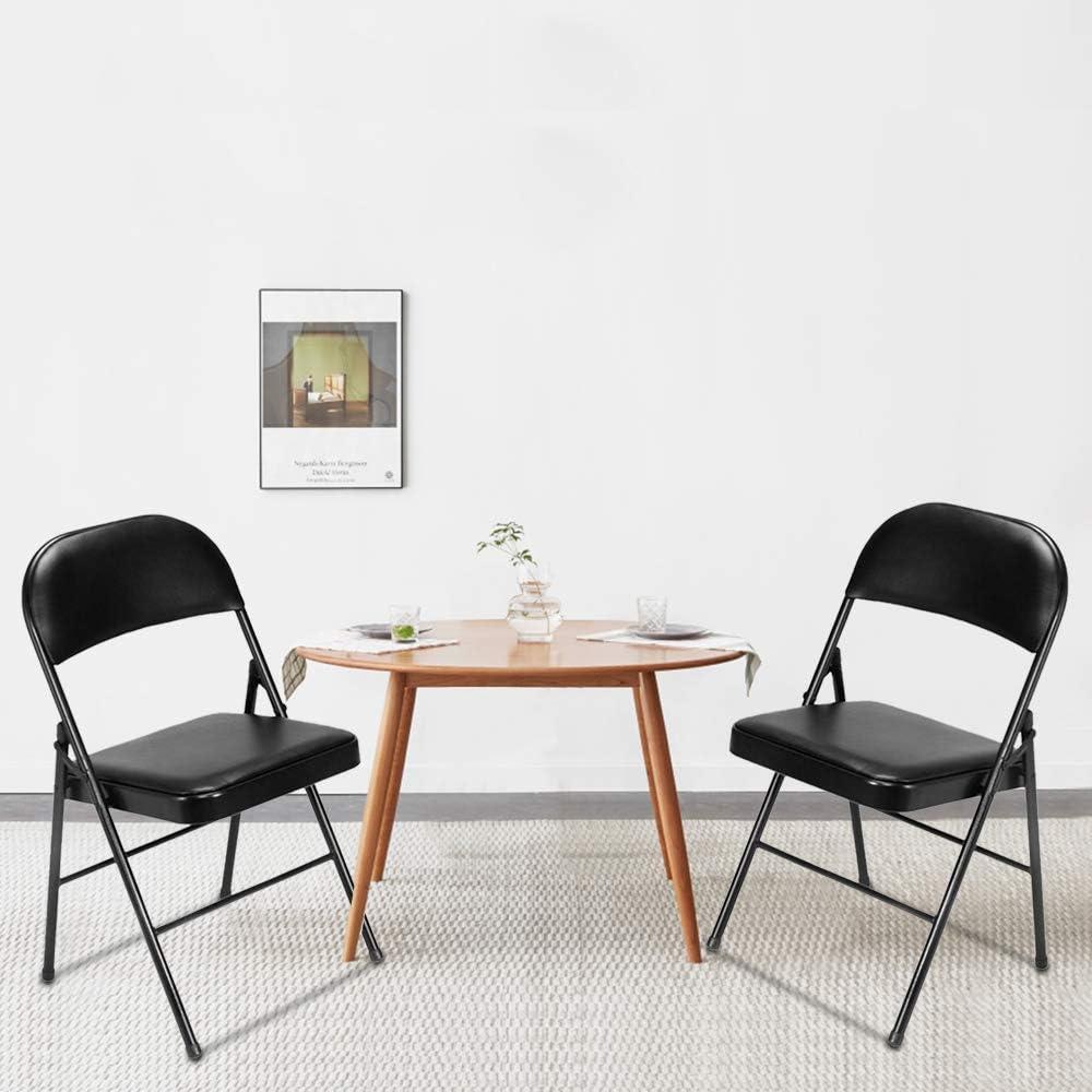 Black Metal Armless Folding Reception Chairs, Set of 4