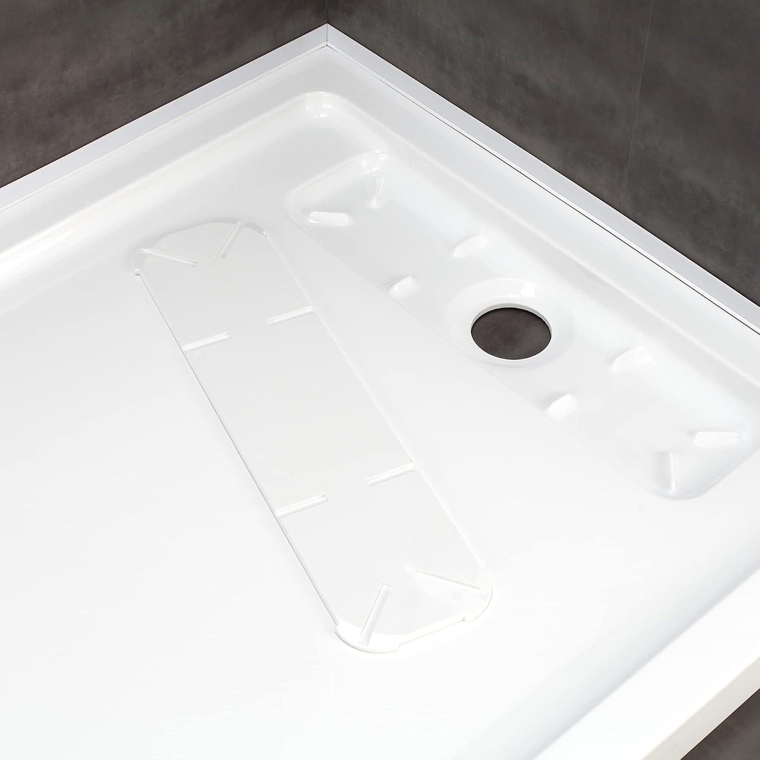 OVE Decors 48" x 32" Rectangle Shower Base Pan, White Acrylic, Hidden Side Drain, Reversible Design