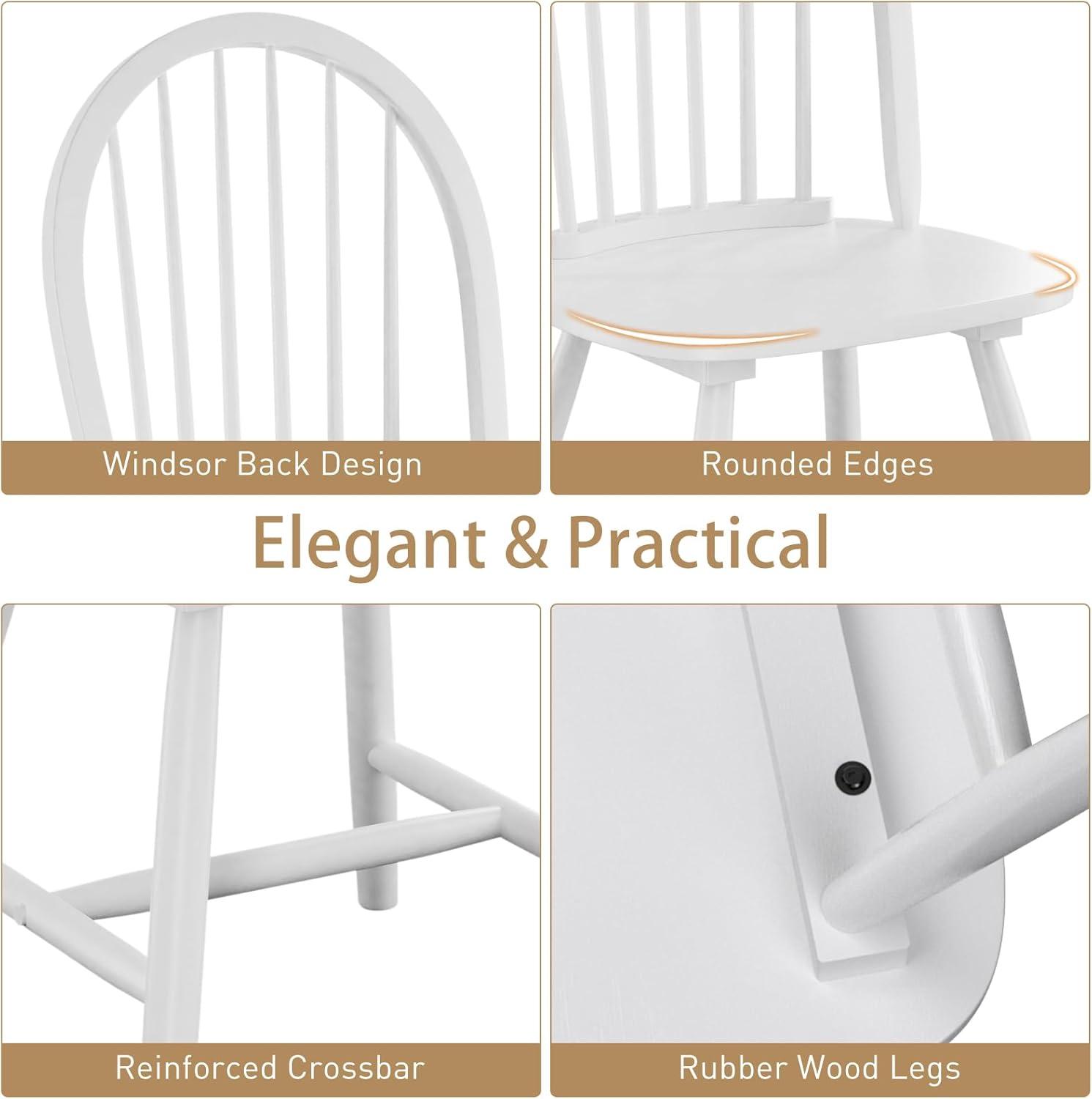 Costway Set of 2 Vintage Windsor Dining Side Chair Wood Spindleback Kitchen Room White