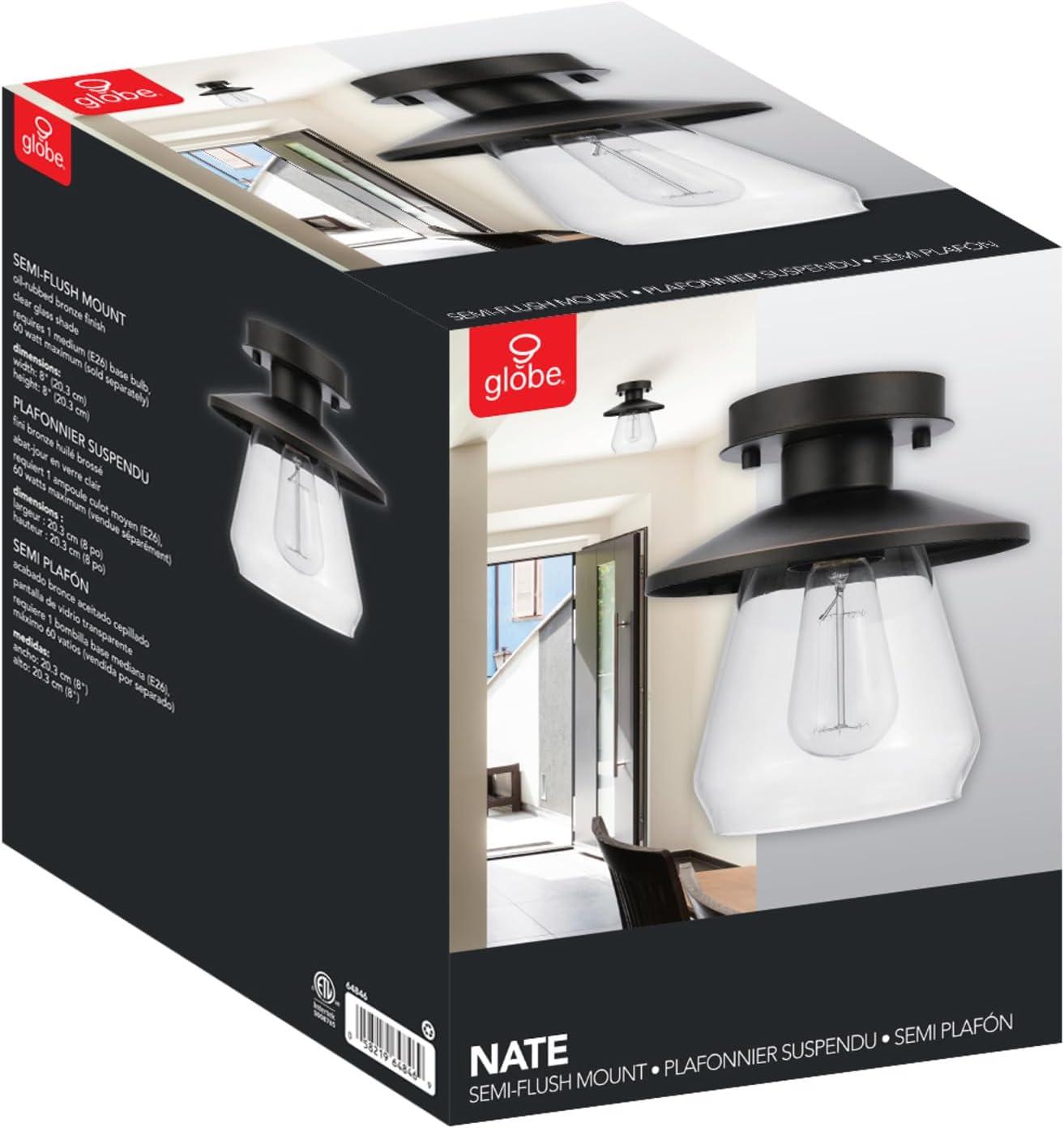 Globe Electric Nate 8.14 in. H X 8 in. W X 8 in. L Oil Rubbed Bronze Ceiling Light