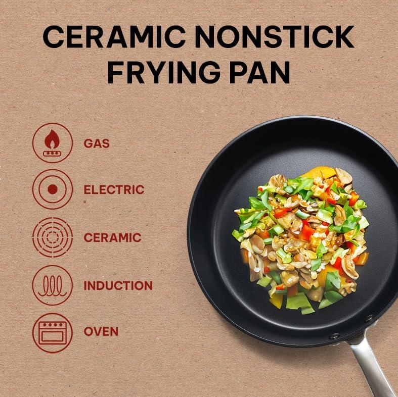 Alva Maestro Ceramic Nonstick Frying Pan Skillet Non Toxic Omelette Pan Kitchen Cookware PFAS, PFOA & PFTE Free, for Cooking Pan Set, Induction Safe, Add to Your Pots and Pans Set Cookware