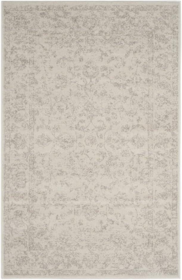 Carnegie Light Grey and Cream Floral Synthetic Area Rug 3' x 5'