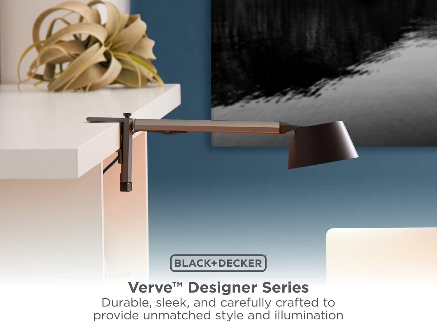 BLACK+DECKER Verve Designer LED Clamp Light, Fits Shelves, Cubicles & Headboards, True White LED + 16M RGB Colors