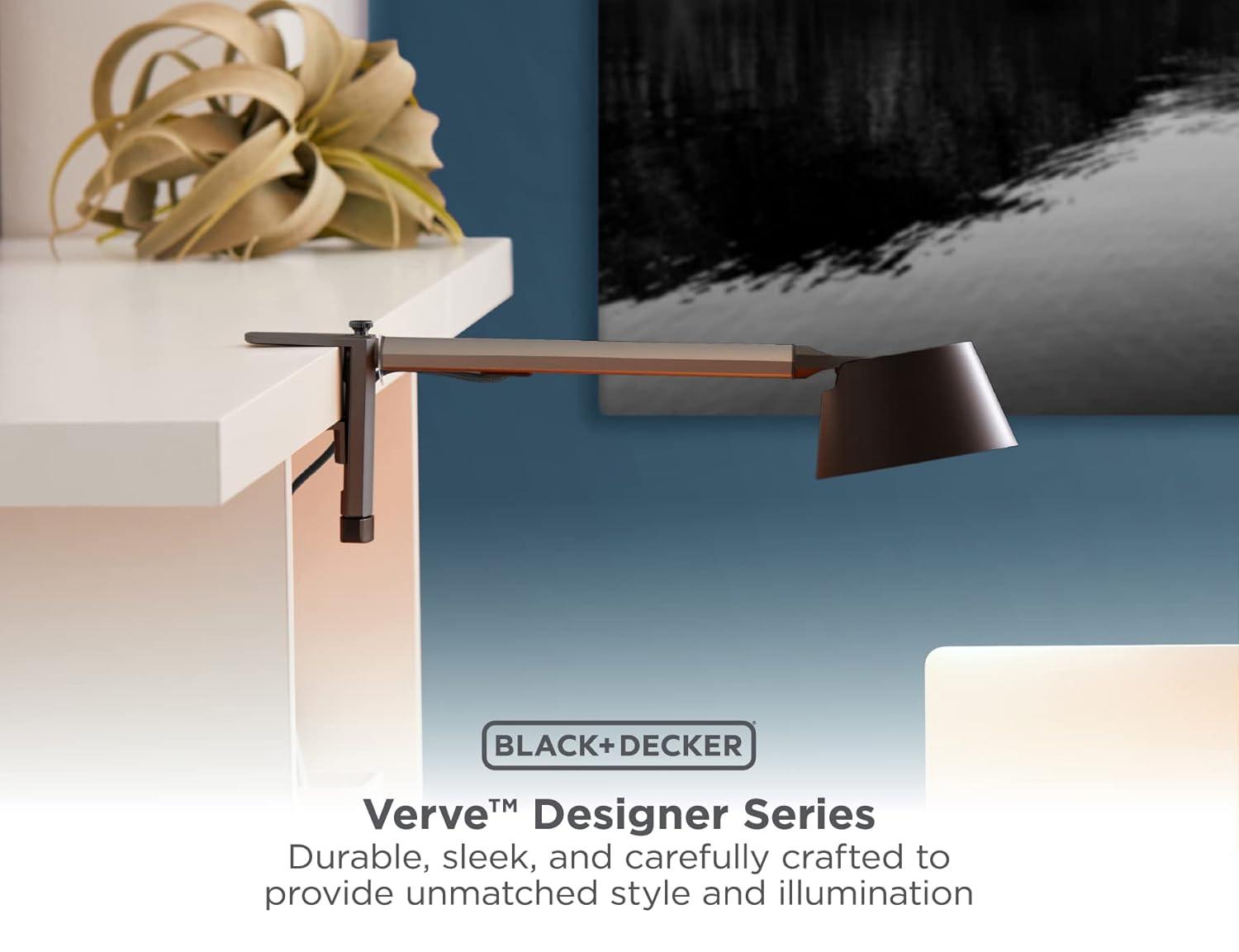 BLACK+DECKER Verve Designer LED Clamp Light, Fits Shelves, Cubicles & Headboards, True White LED + 16M RGB Colors
