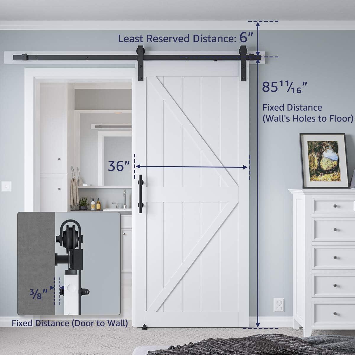 LDB_BUILDING Manufactured Paneled Wood Prefinished Barn Door with Installation Hardware Kit