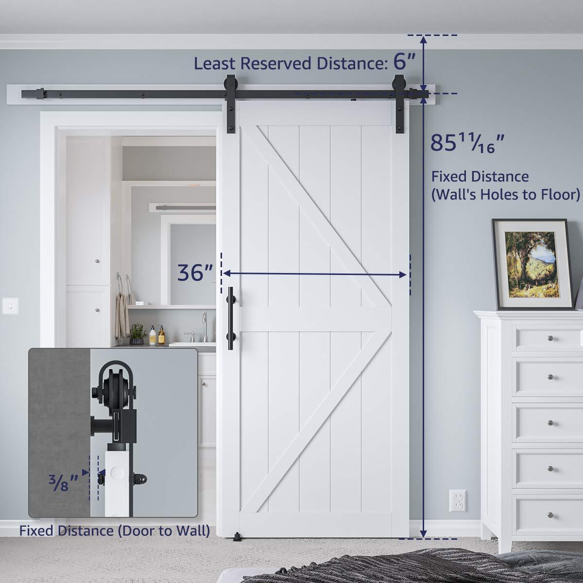 LDB_BUILDING Manufactured Paneled Wood Prefinished Barn Door with Installation Hardware Kit
