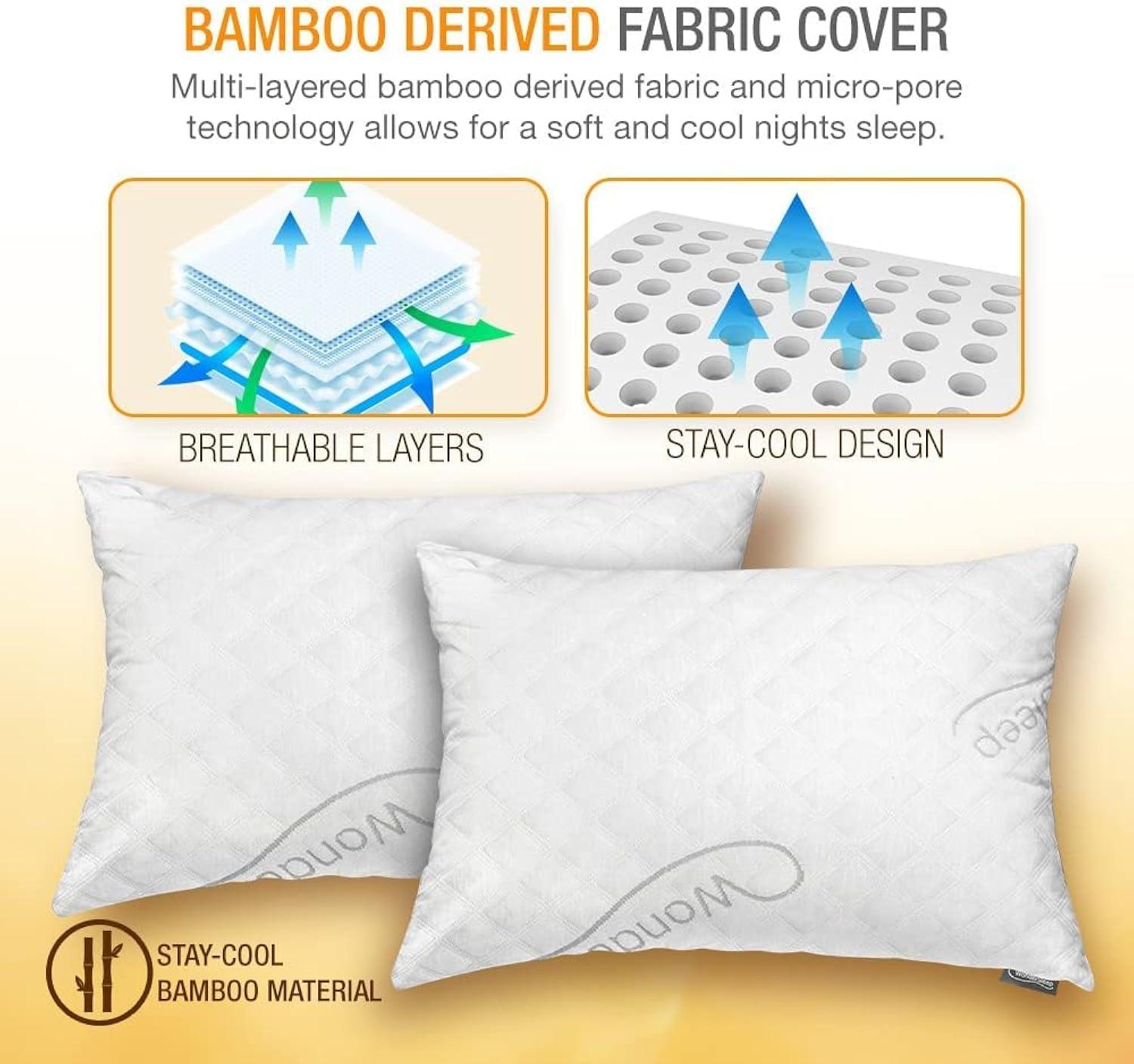 Pillow Premium Adjustable Loft-Shredded Memory Foam for Home & Hotel Collection + Washable Removable Cooling Bamboo Derived Rayon Cover