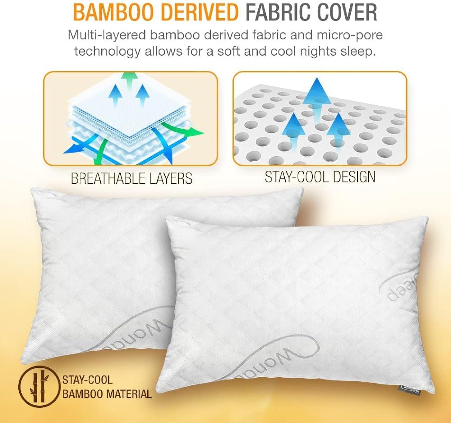 Pillow Premium Adjustable Loft-Shredded Memory Foam for Home & Hotel Collection + Washable Removable Cooling Bamboo Derived Rayon Cover