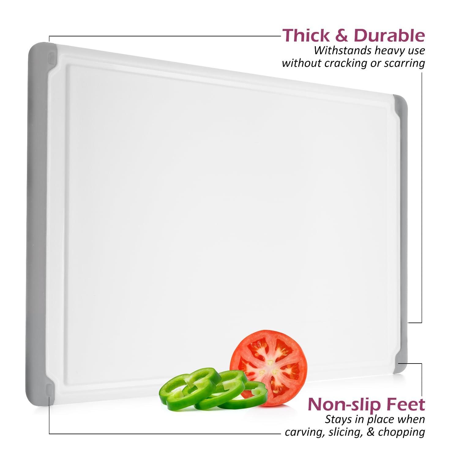 Plastic Cutting Boards for Kitchen - Large 18 x 12 Inch Rubber Cutting Board with Juice Grooves, Non-Slip, Dishwasher Safe Cutting Boards