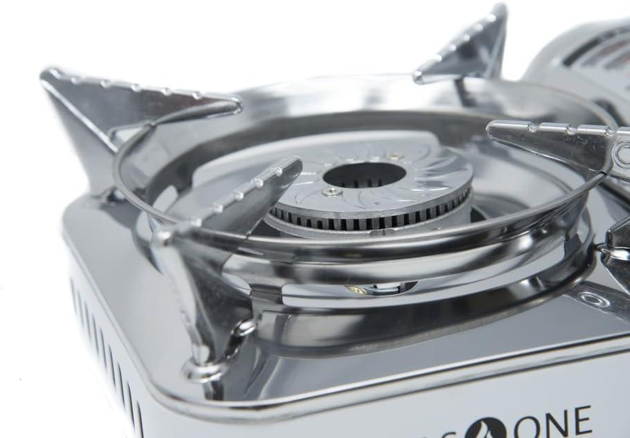 GasOne Emergency Gear Camping Mini Butane Portable Gas Stove with Carrying Case, Stainless Steel, White, GS-800