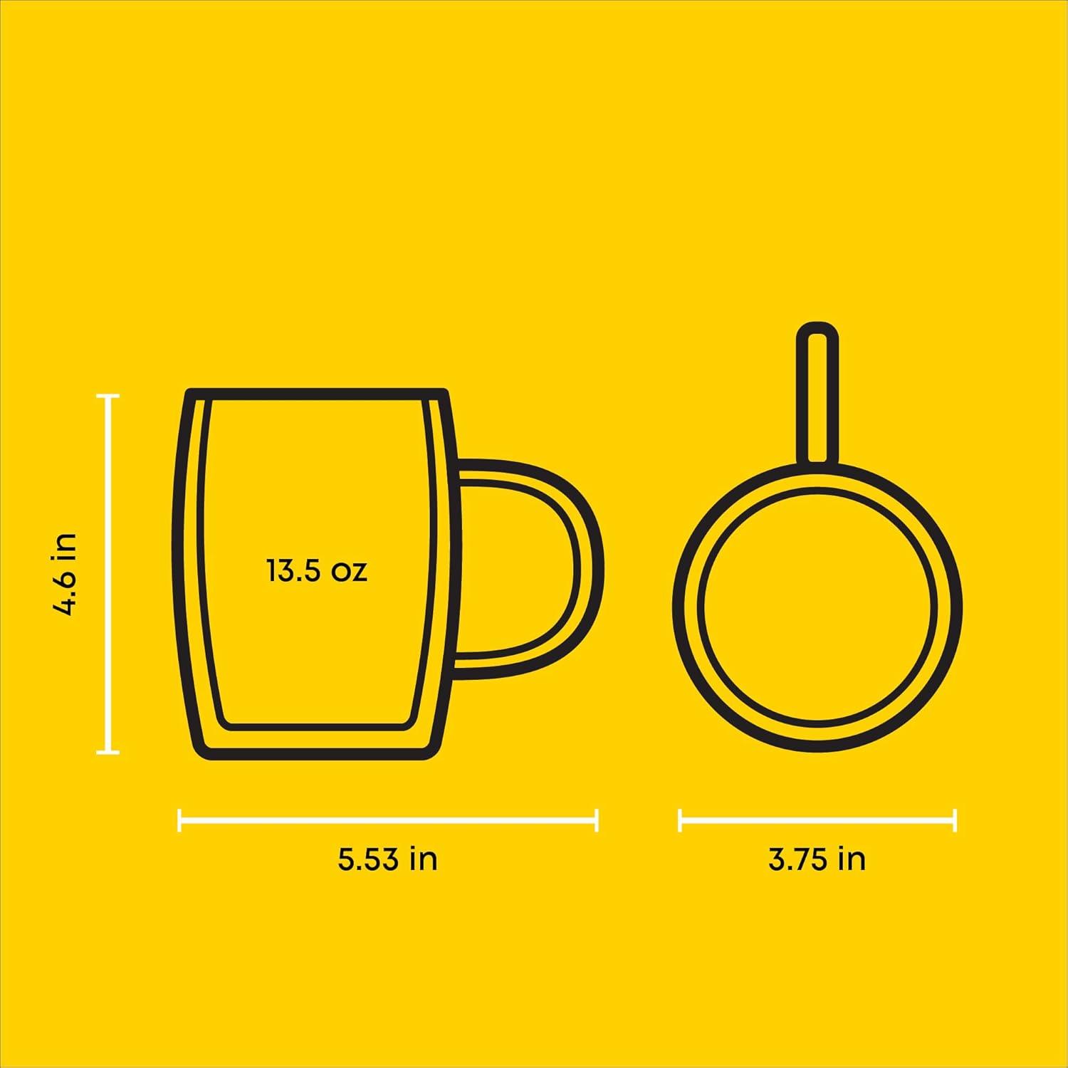 JoyJolt Aroma Double Walled Insulated Glasses - Set of 2 Double Wall Coffee Tea Glass Mugs - 13.5 oz
