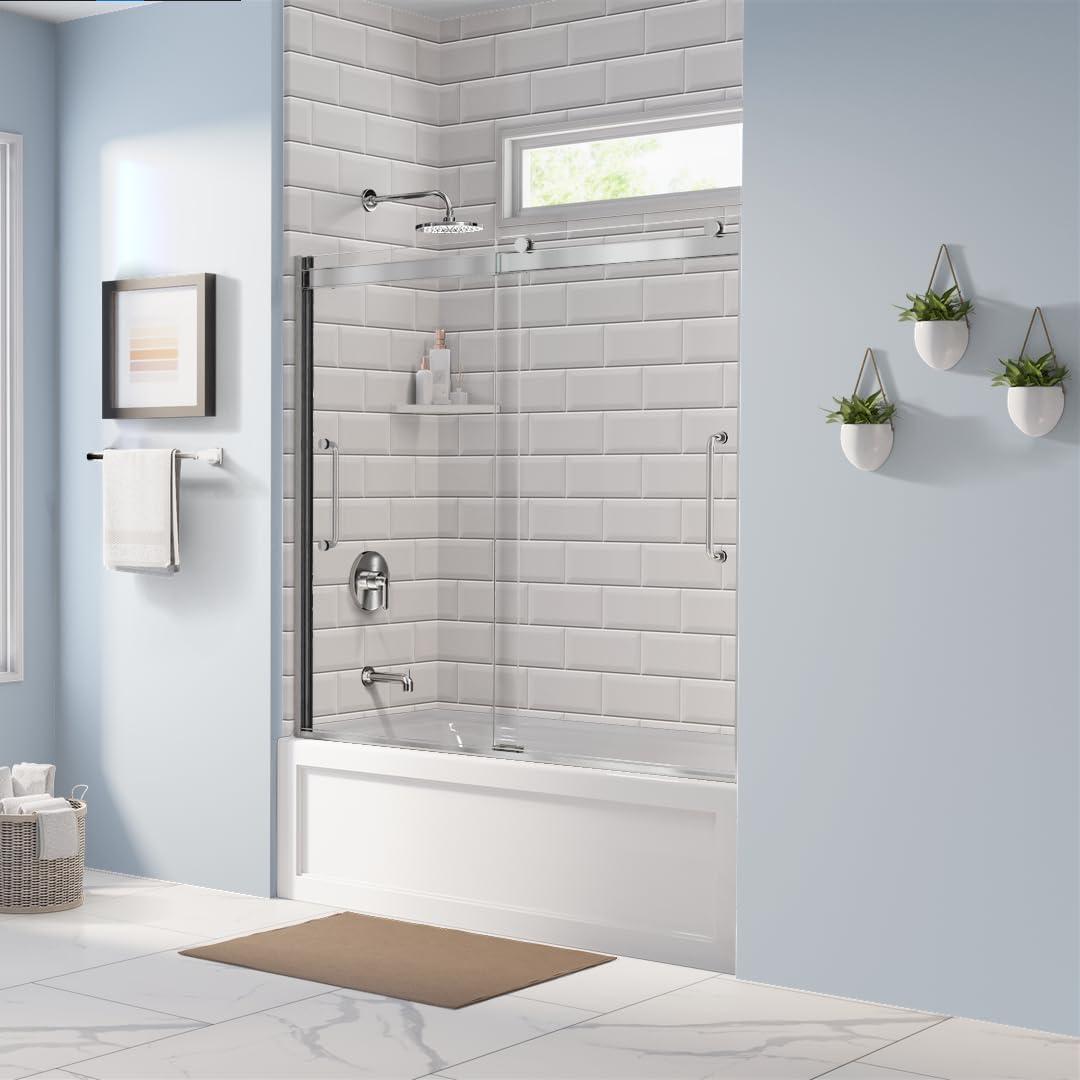 Arelo 56" - 60" W x 72" H Semi-Frameless Shower Door