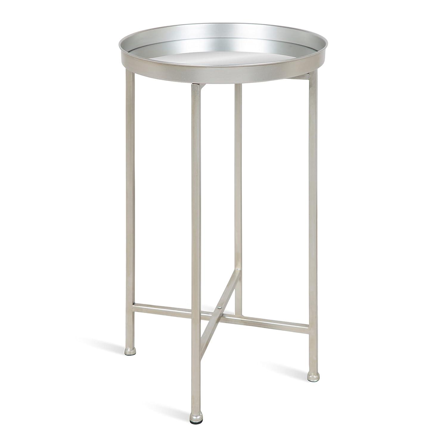 Kate and Laurel Celia Round Metal Tea Table, 14x14x25.75, Gray