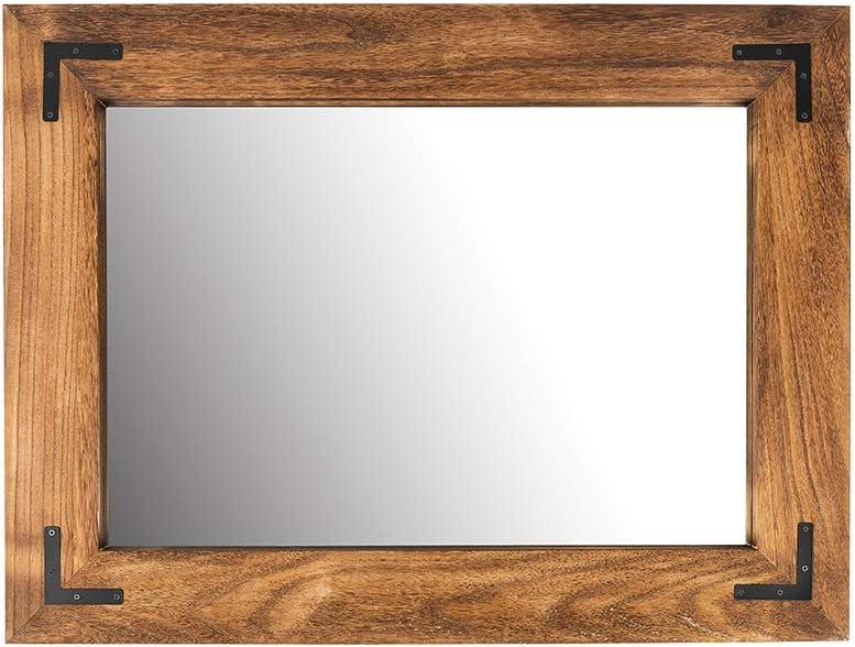 Rustic Brown Wood Framed Full Length Rectangular Mirror, 32" x 24"