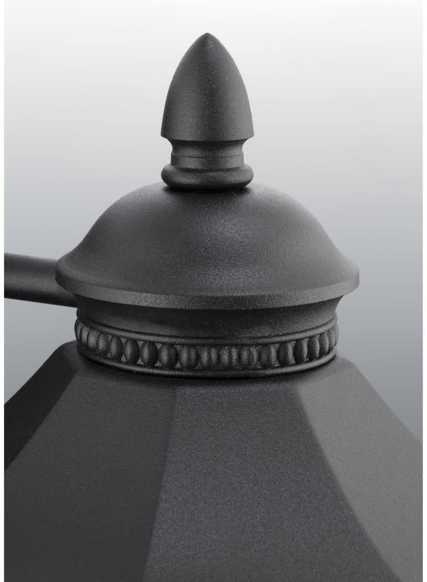 Elegant Octagonal Bronze & Black Porcelain Outdoor Wall Lantern