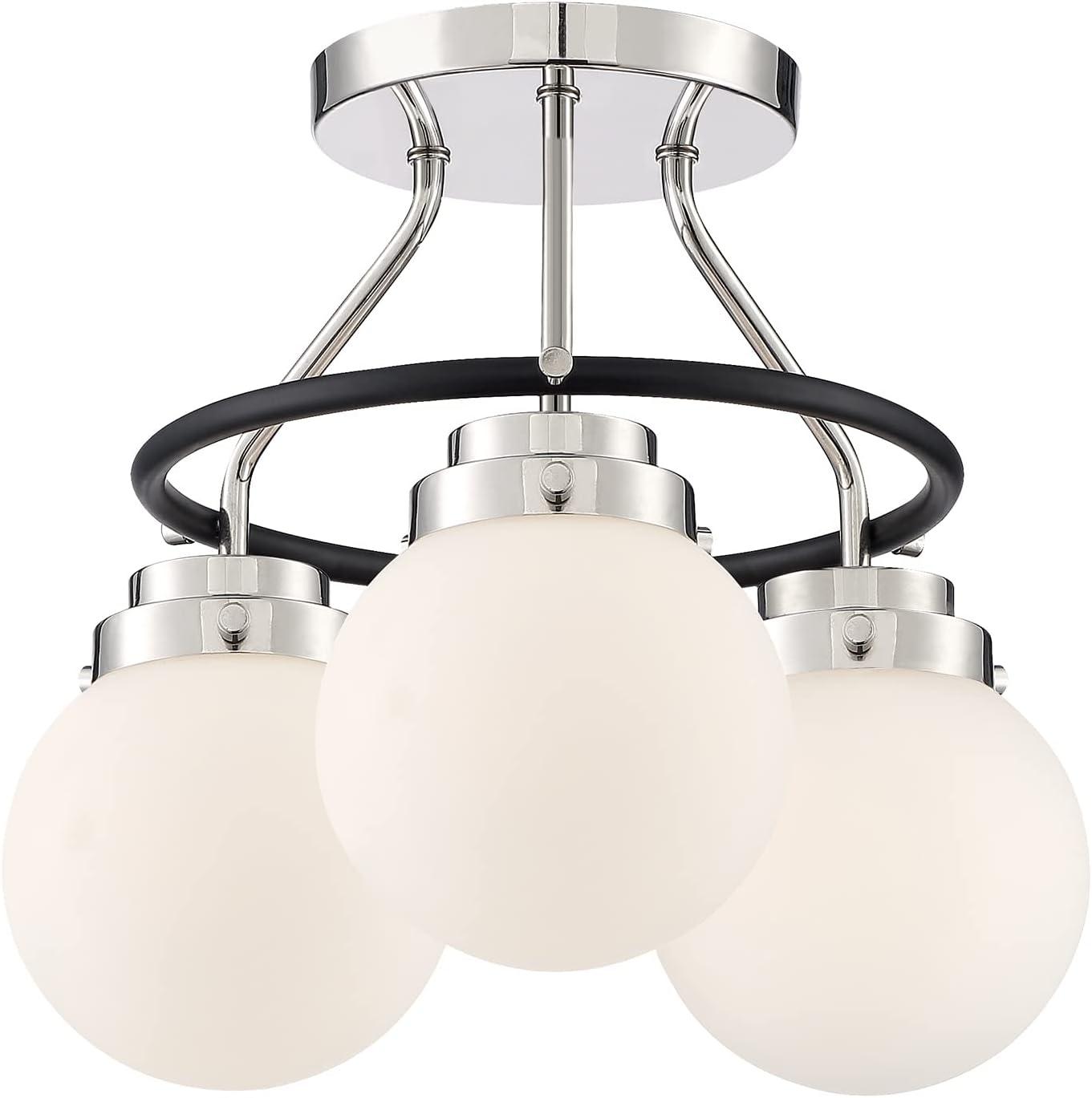 Elle Polished Nickel 3-Light Semi Flush Mount Ceiling Light