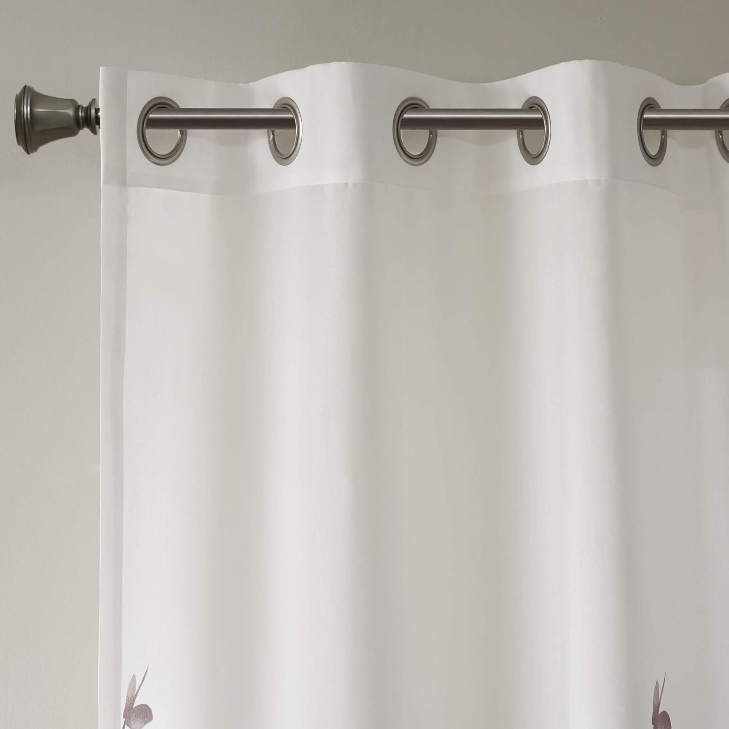Madison Park Cecily Floral Printed Burnout Sheer Grommet Single Curtain Panel