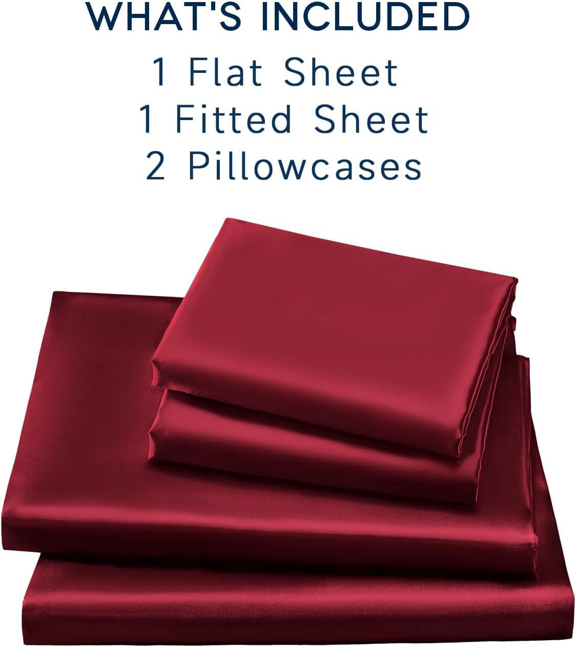 Burgundy King Satin Microfiber Deep Pocket Sheet Set