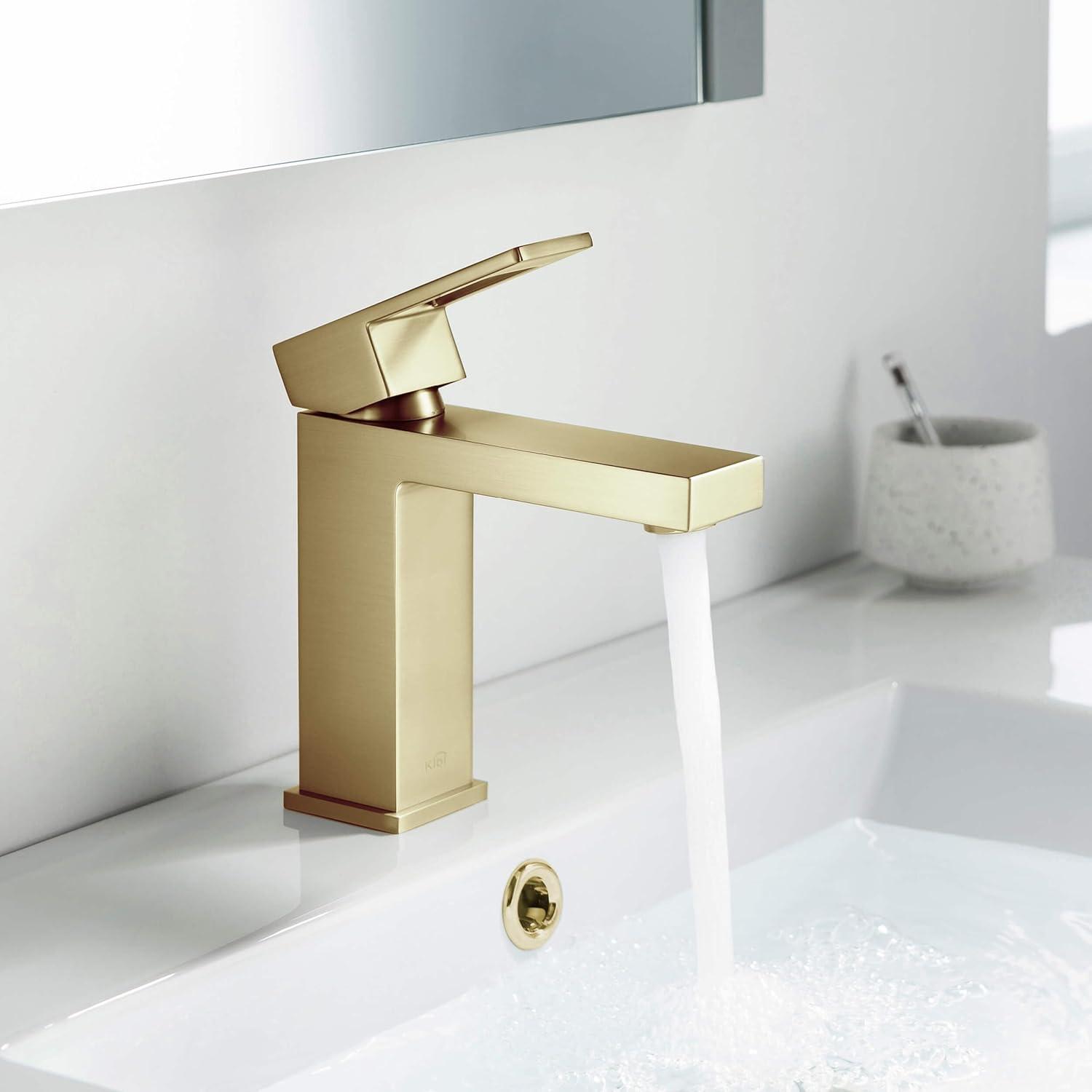 Kibi USA Single-handle Bathroom Vanity Sink Faucet w/ Water Hose Brushed Gold Brushed