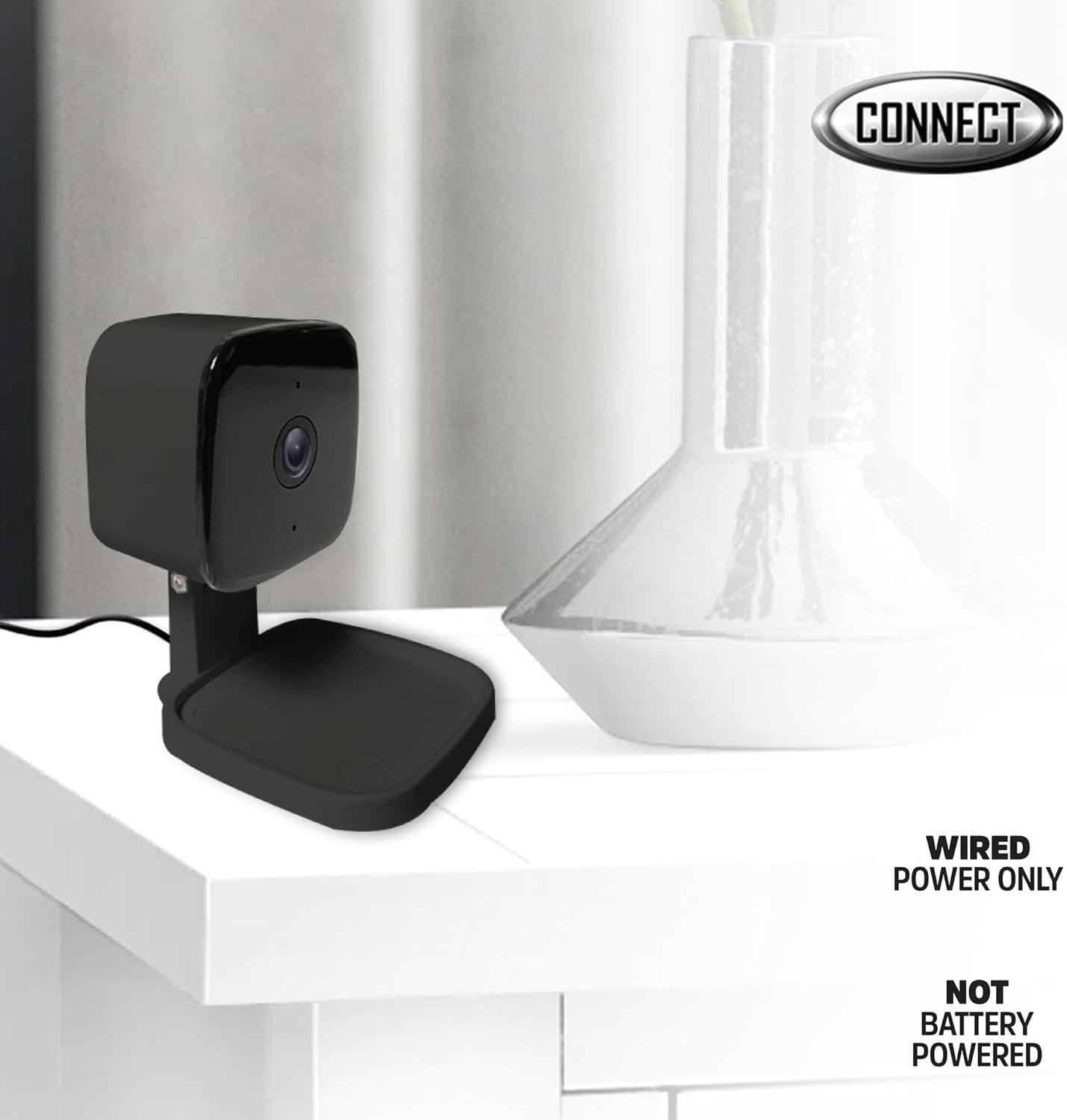Energizer Connect Foldable 1080P HD Indoor Black Security Camera, Motion Alerts, Corded Electric