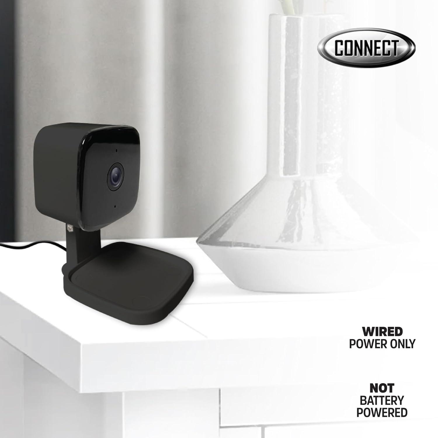 Energizer Connect Foldable 1080P HD Indoor Black Security Camera, Motion Alerts, Corded Electric