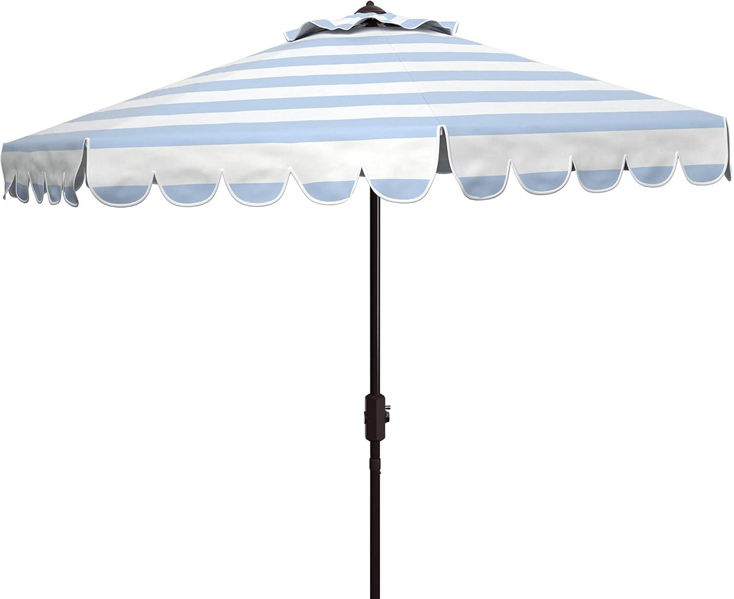 Maui Single Scallop Striped 9Ft Crank Push Button Tilt Umbrella - PAT8011 - Orange - Safavieh