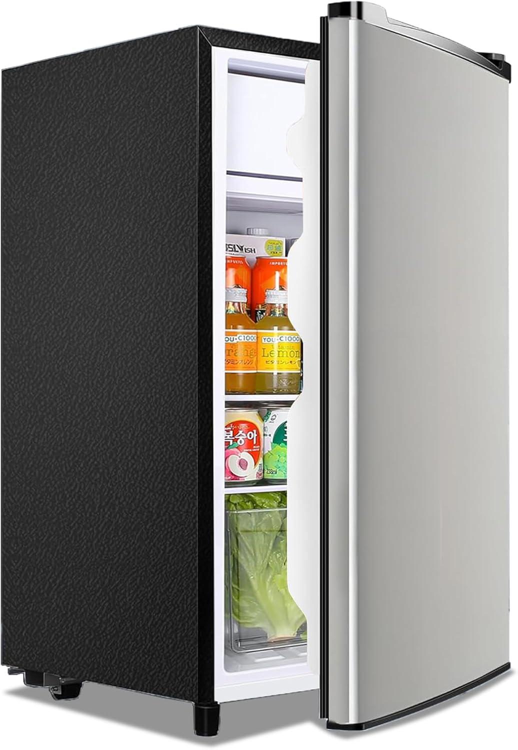 Elevon 3.2 Cu.Ft Mini Fridge with Freezer Small Refrigerator Single Door Adjustable Thermostat Energy-efficient Low Noise, Compact Fridge for Bedroom, Office, Dorm