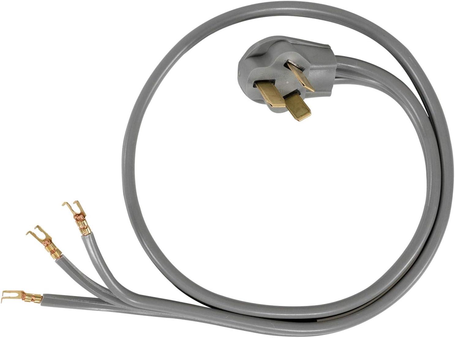 Certified Appliance Accessories 40-Amp Appliance Power Cord, 3 Prong Range Cord, 3 Wires with Open-End Connectors, 6 Feet, Copper Wire