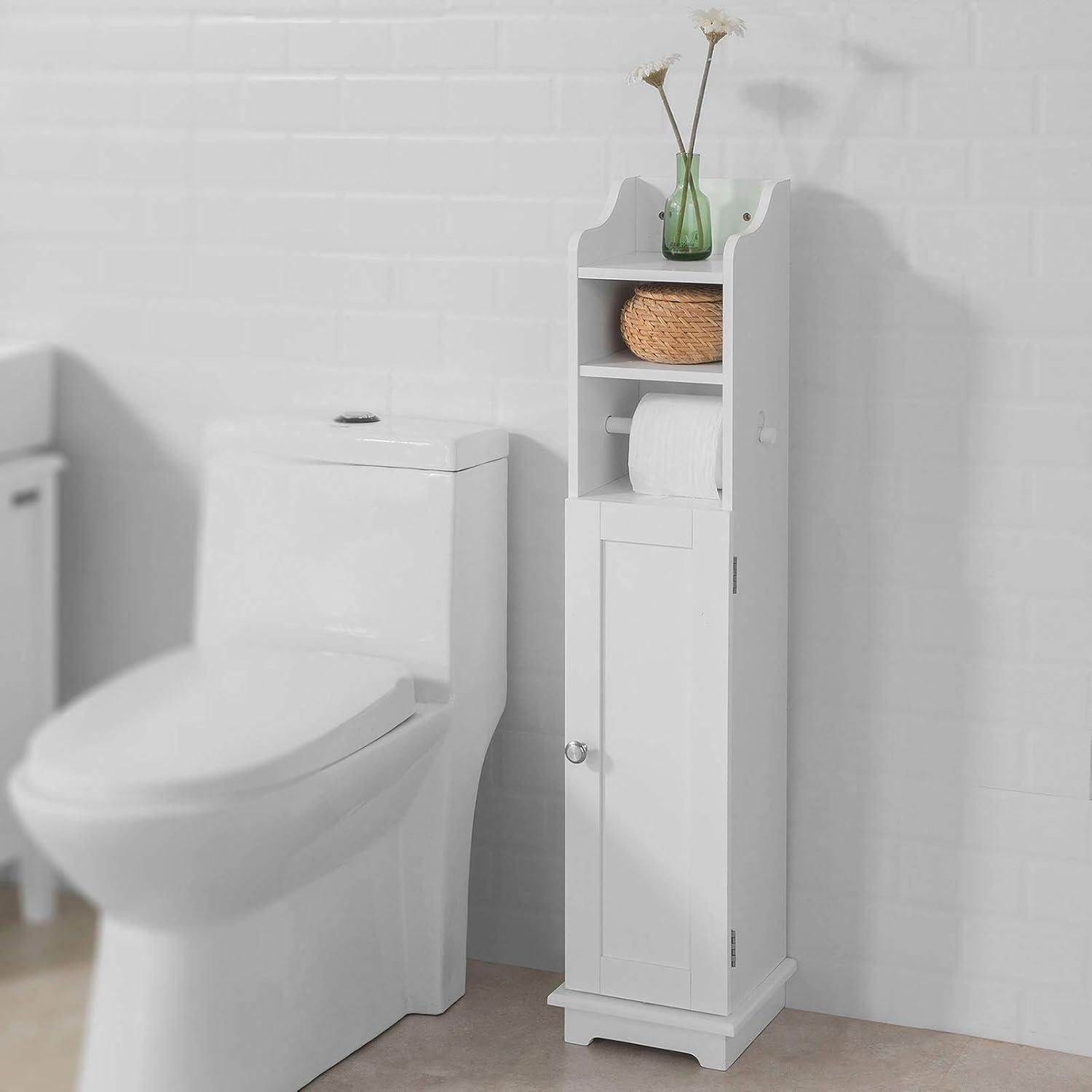 White Wooden Free Standing Bathroom Storage Cabinet