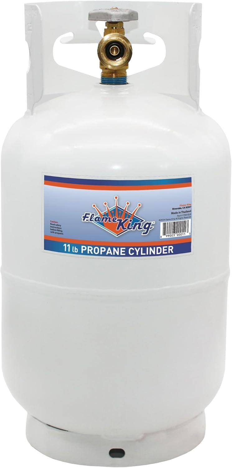 White 10 Pound Steel Propane Tank with OPD Valve